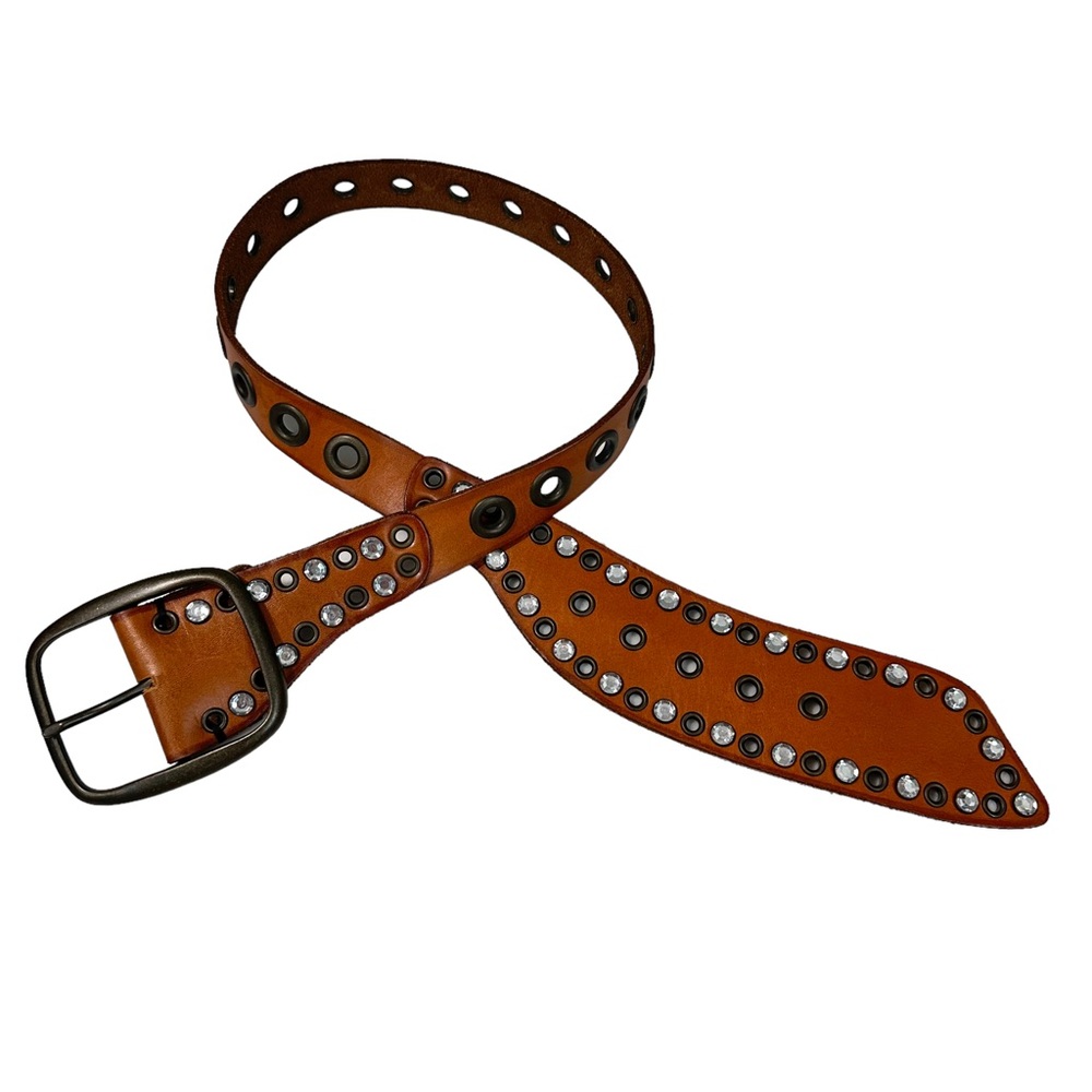 Gap Leather Belt Rhinestones 38” Long (31-35”)
